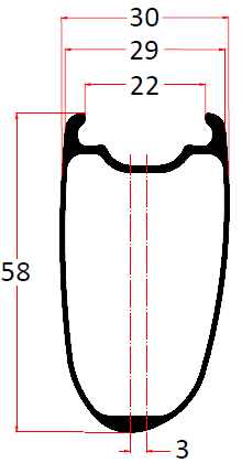AD58C-DISC-SL road disc brake rim drawing