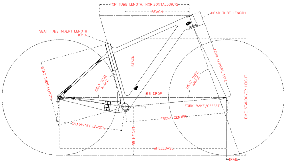 geometrie horského kola z uhlíkových vláken